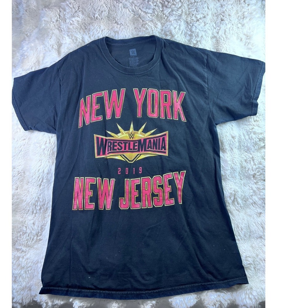 WWE Wrestlemania 35 T Shirt Mens L Black 2019 New York New Jersey Graphic A20